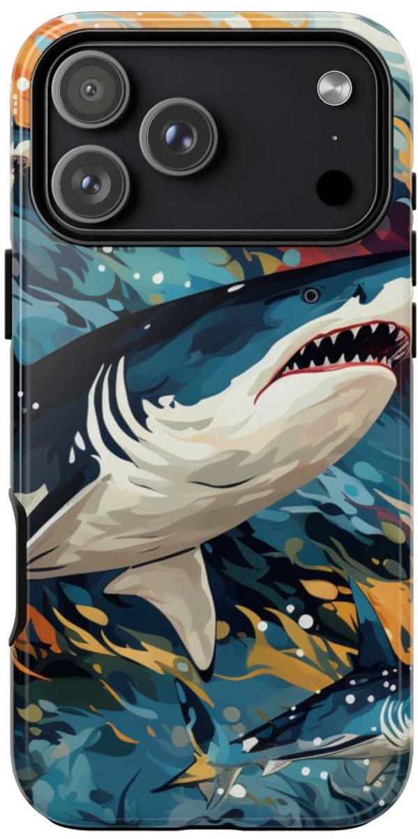 Abstracte Haaien in Oceaangolven – Telefoonhoesje Geschikt voor iPhone 17 Pro Max