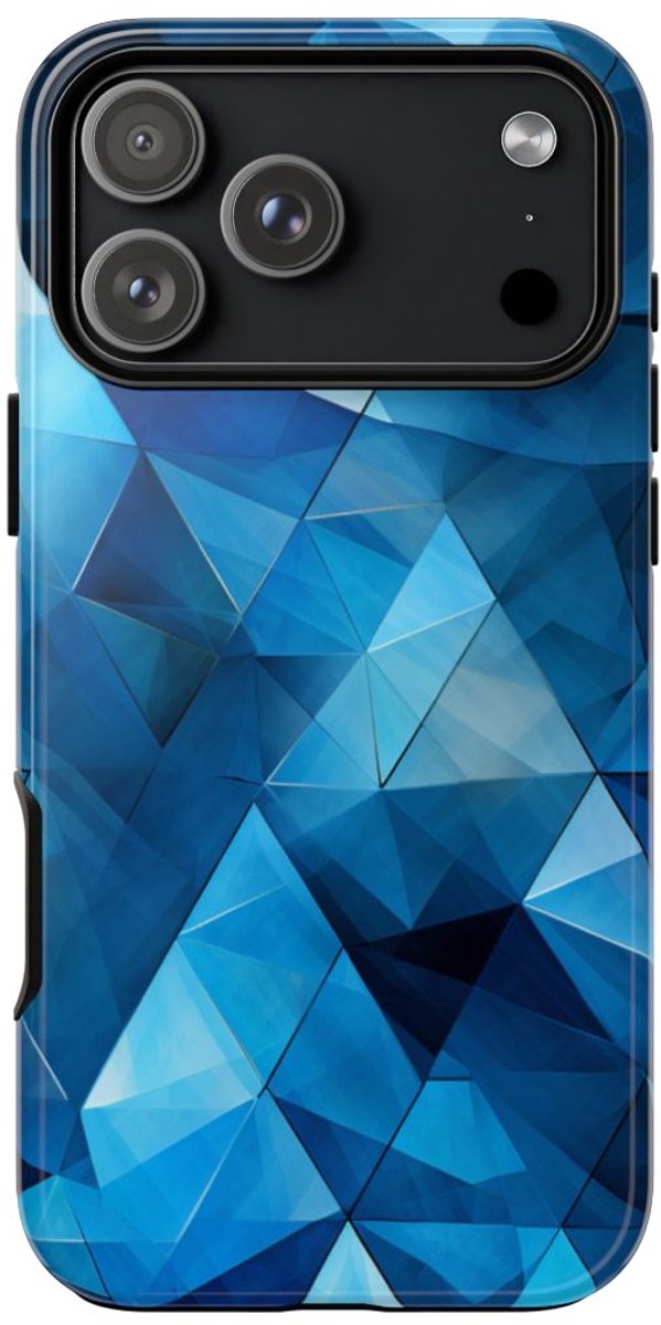 Blauw Geometrisch Driehoekenpatroon – Telefoonhoesje Geschikt voor iPhone 17 Pro Max