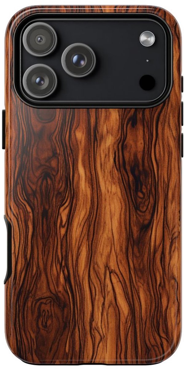 Luxe Burlhoutstructuur – Telefoonhoesje Geschikt voor iPhone 17 Pro Max