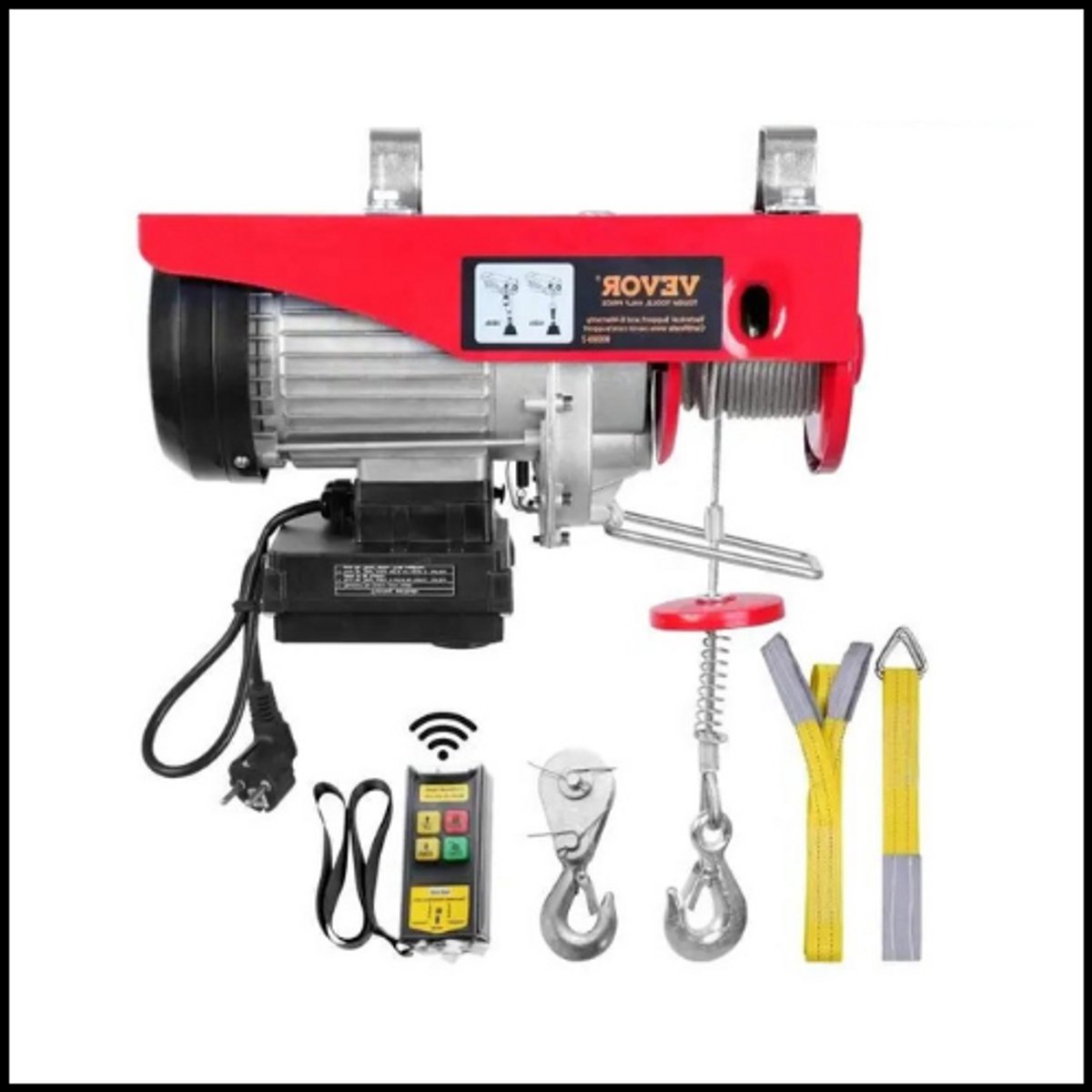Elektrische takel 600 kg - Draadstaalkabel hijswinsch - Garage & werkplaats - Draadloos afstandsbediening - 850W motor - Noodstop & elektromagnetische rem - Eenvoudige montage - Voor professioneel & thuisgebruik