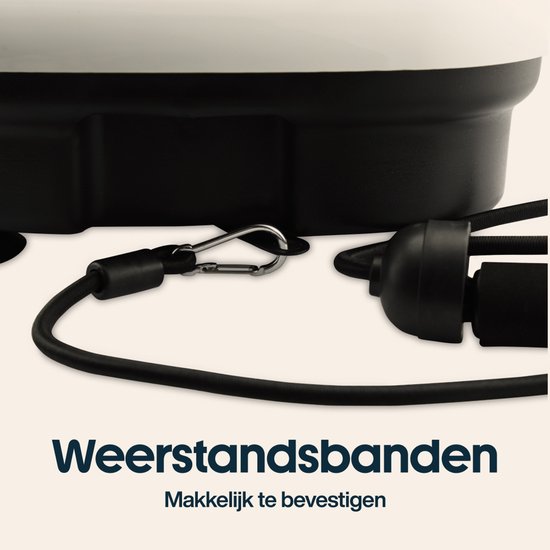 Detail van zwarte weerstandsband met karabijnhaak sluiting.