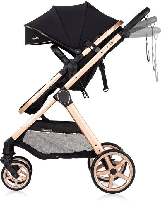 Chipolino Kinderwagen Vista - Baby wagen 2 in 1 - Kinderwagen met wieg en stoel - Licht en flexibel - Omvouwbaar - Inclusief luiertas - Zwart van Chipolino — afbeelding 3