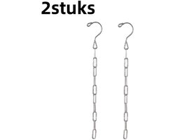 2-struks - Waslijn - kledinghangers - Lange lus waslijn - Dikke kledingketting - Roestvrij staal - Geschikt voor garderobekastopberging Multifunctionele kledinghaak - 50cm - Zilver