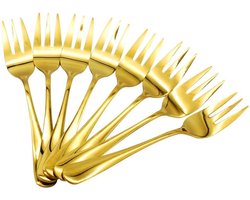 Cuhostki 8PCS Dessert Forks Roestvrij Staal Goud Geplateerd 14cm Compact Set Voor Huishoudelijk Hotel Restaurant Feest