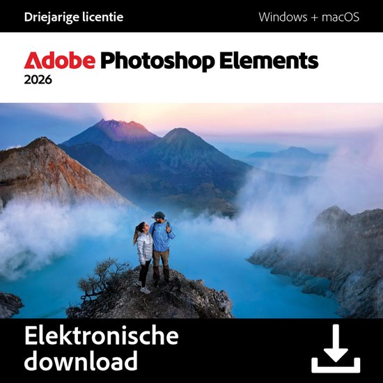 Adobe Photoshop Elements 2026 - Foto's Bewerken - 3 Jaar Licentie - AI - Windows/Mac - Download