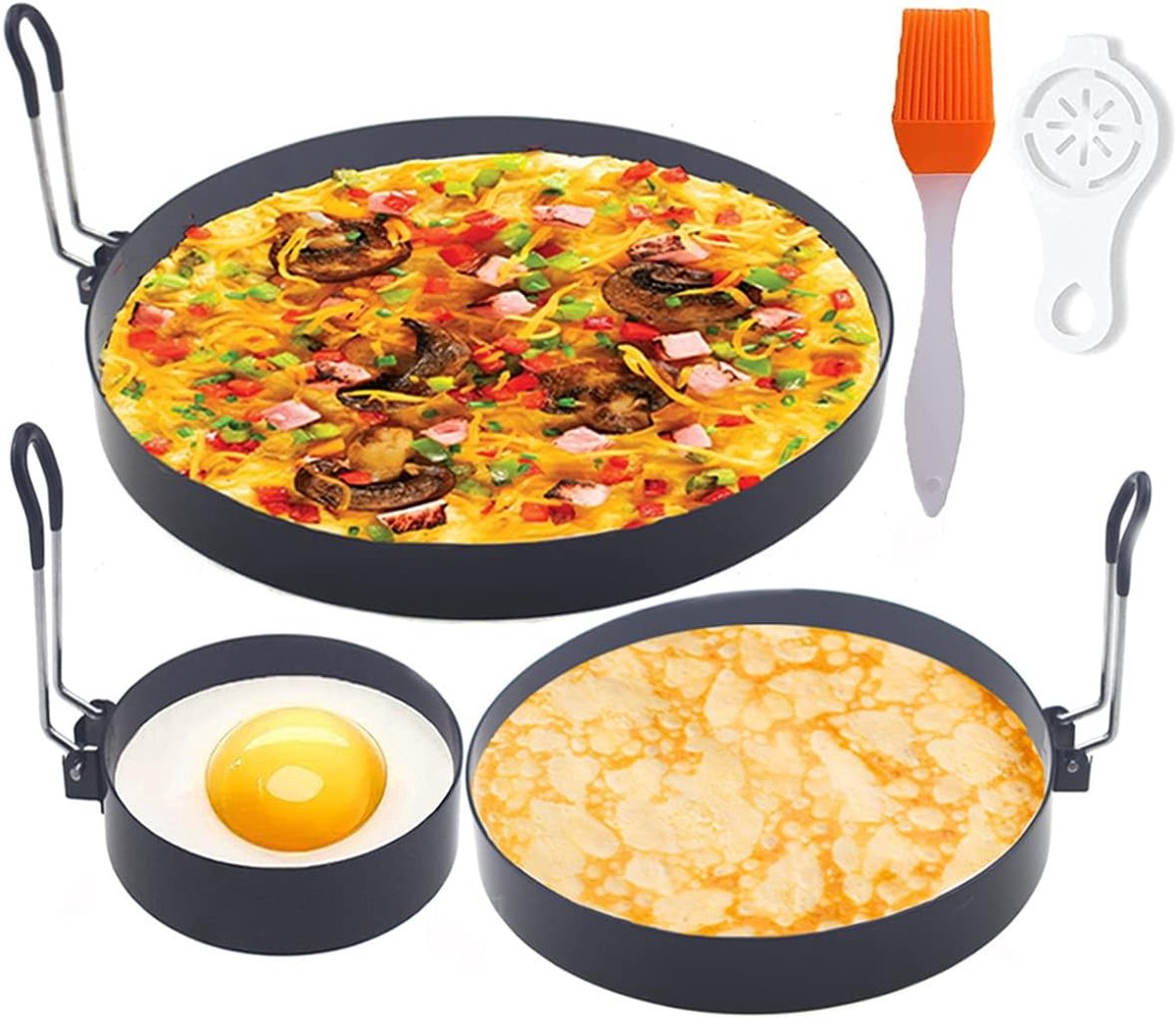 Mmgoqqt 5-Delig Eivorm Pannenkoekvorm Set RVS Eiringen Bakken Keukengereedschap Zilver