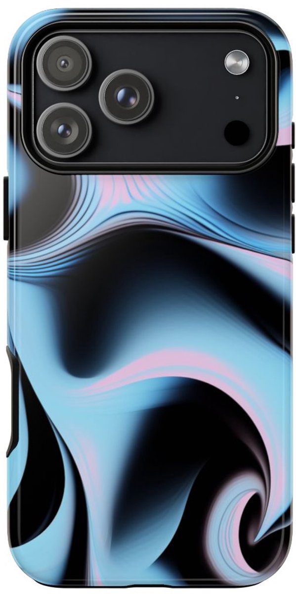 Blauw-Roze Abstracte Krullen – Telefoonhoesje Geschikt voor iPhone 17 Pro Max