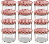 Oputec 12x 230ml inmaakpotten / voorraadpotten TO Ø 82 mm – glazen jampotten – metalen schroefdeksel rood-wit geruit – conservenpotten