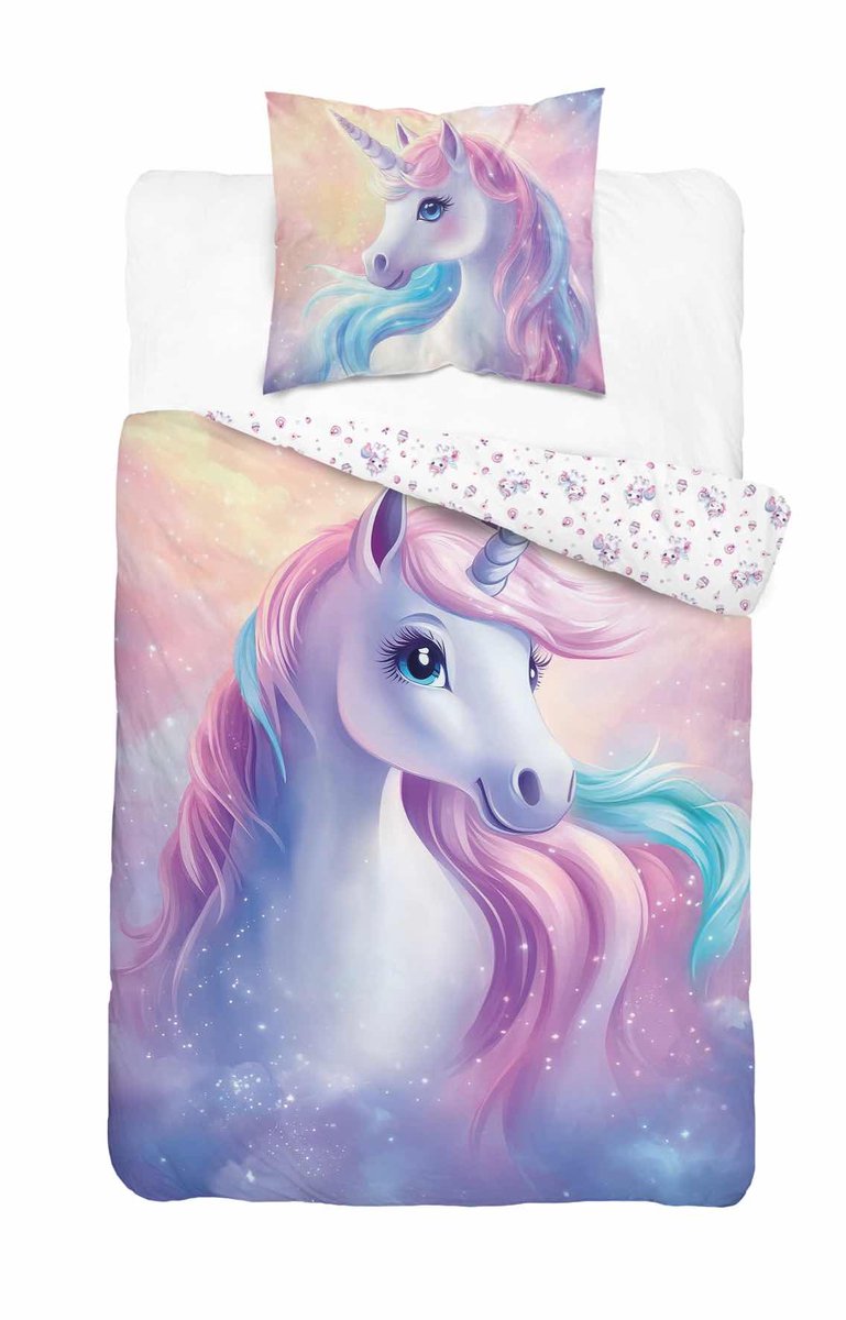 Unicorn Dekbedovertrek 140x200 GroteKussensloop 70x80 Duurzaam Katoen