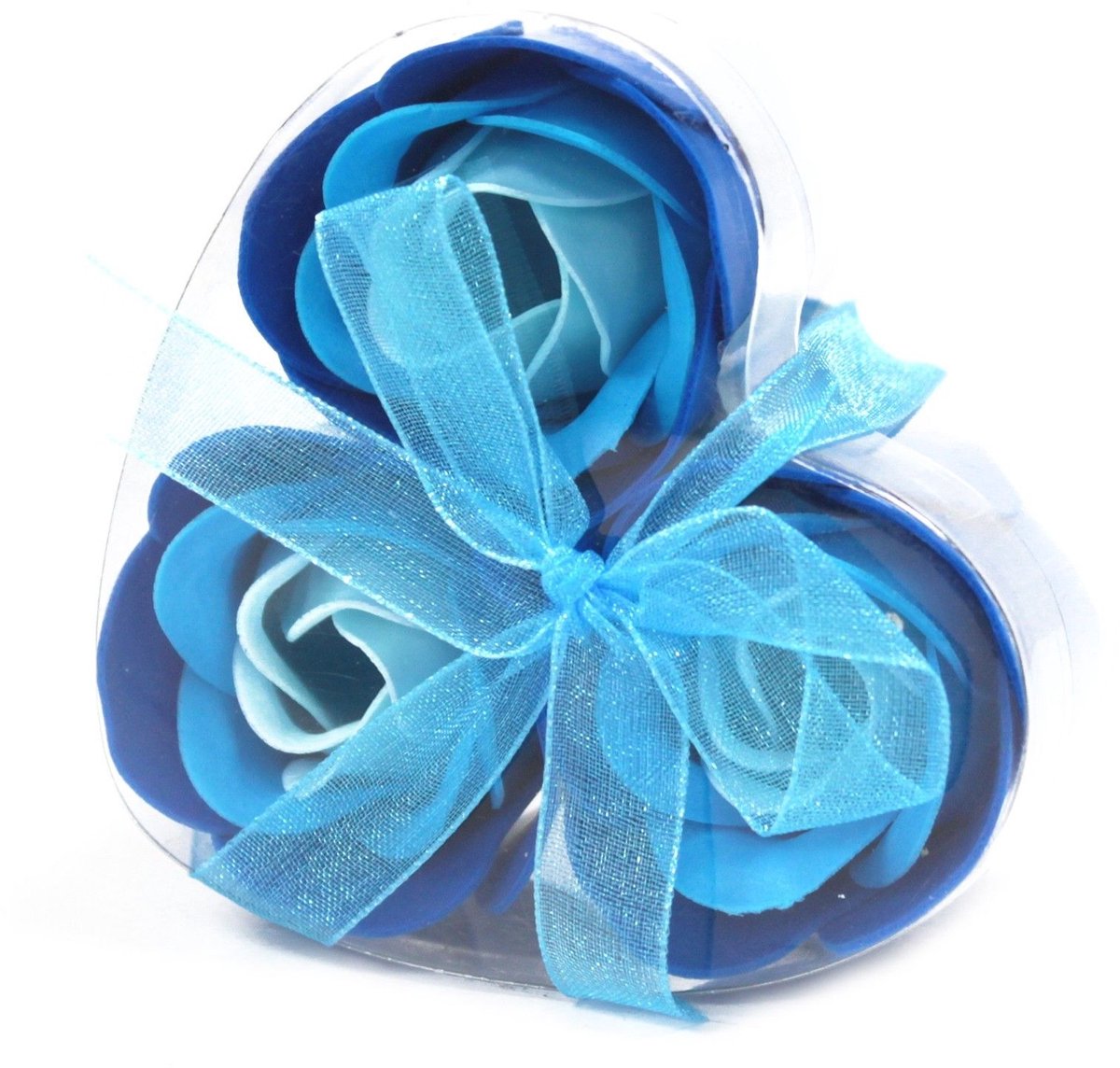 Set van 3 zeepbloemhartdozen - Blauwe bruidsrozen