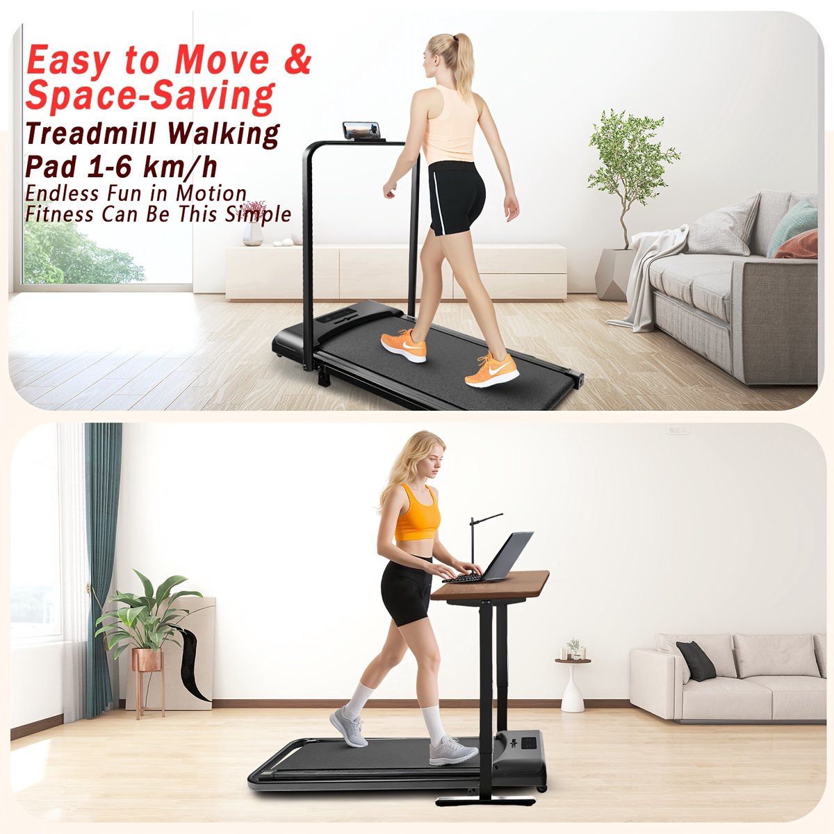 Afbeelding 2 van CitySports Elektrische loopband - Met 6% Hellingsfunctie - Opvouwbare loopband voor thuis -met LED-display, APP, helling, afstandstandsbediening en tablethouder-compact loopkussen voor thuis en op kantoor