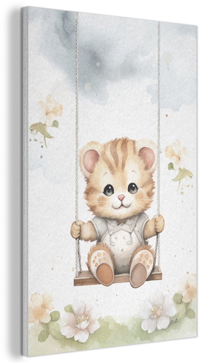 Akoestisch wandpaneel 40x60 cm - Vilt schilderij Beer - Baby - Dier - Kinderen - Akoestische panelen - Geluidsdempende wanddecoratie - Geluidsisolatie woonkamer - Muurdecoratie geluidspanelen