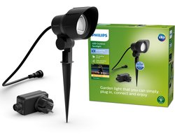 Philips LED grondspot basisset voor buiten - laagspanning - zwart - warmwit licht - 24 W