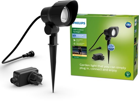 Phlps GardenLnk Caper 24V sokkellamp met spes - zwart - utbredng