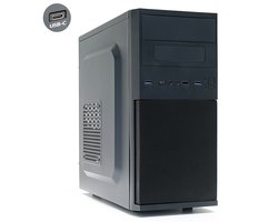 ATX ATX Micro- PC Behuizing - Compatibel Micro- /Mini-ITX Moederbord - : 1x USB-C - 2x USB3.0 - 1x USB2.0 - HD Audio - Zwart - Zonder voeding