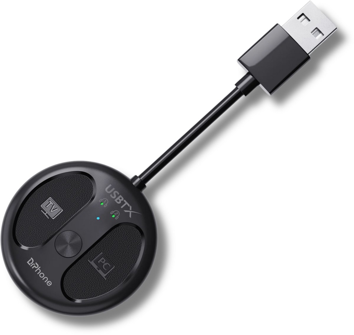 DrPhone WaveCast Bluetooth 5.4 Audio Zender (Transmitter) – USB Plug & Play – 50m Bereik – Ultra Low Latency – Twee Bluetooth-koptelefoons of speakers tegelijk koppelen – Geschikt voor TV, PC, Laptop, Switch & PS5 - Zwart
