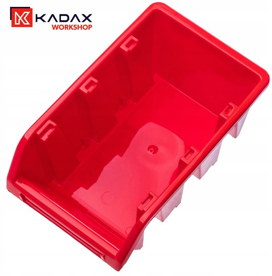 Caisse empilable d'atelier KADAX, caisse empilable en plastique PP, boîte de rangement de différentes tailles, boîtes de rangement pour murs d'outils, boîte de rangement, boîte de tri (rouge, 50 pièces, 230 x 160 mm)