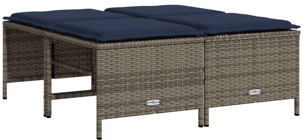 vidaXL - Tuinstoelen - met - kussens - 4 - stuks - grijs - polyrotan