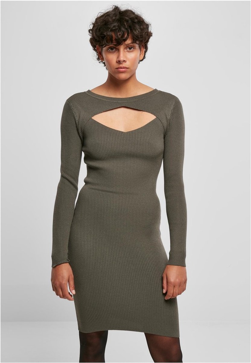 Urban Classics Cut Out Korte jurk XS Olijfgroen