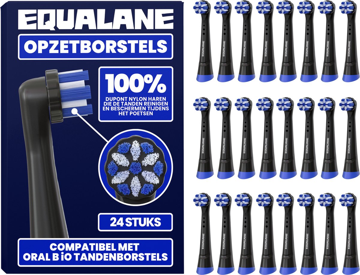 Opzetborstels geschikt voor Oral-B iO - Universele Opzetborstels - Normale Borstelharen - Zwart - 24 Stuks