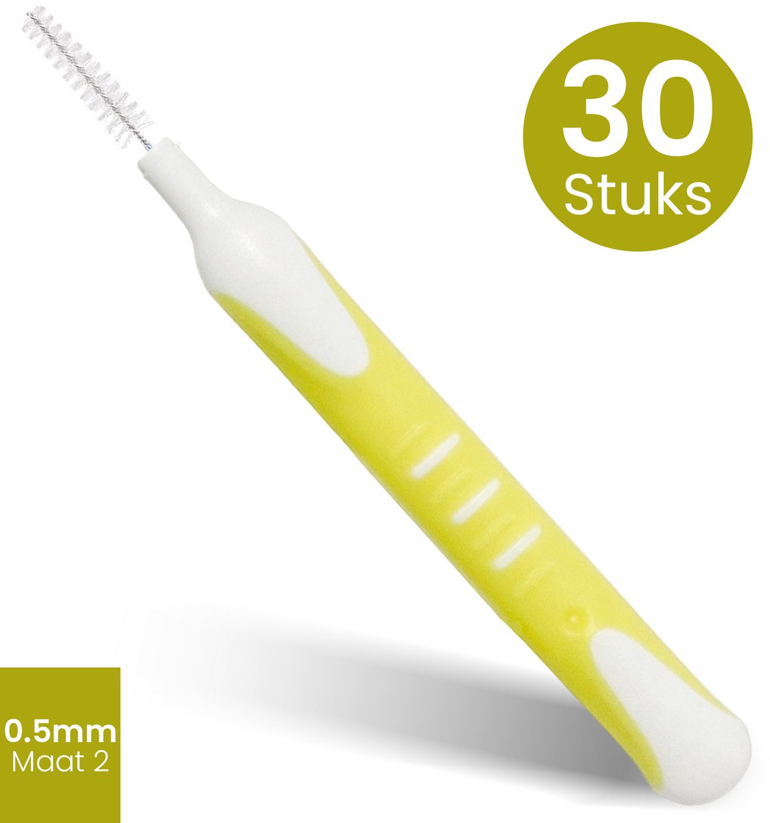 DEN-T PRO Interdentale Ragers - 30 stuks - 0.5mm maat 2 geel - Tandenragers – Antislip Handgreep – Mondhygiëne & Tandverzorging