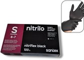 Santex - 100x Wegwerp Handschoenen - Nitrile - Zwart - Powder Free - Latex free - Maat S
