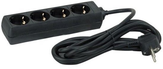 Viervoudige Tafelcontactdoos – 1.5m – Zwart – 4-Voudige Stekkerdoos