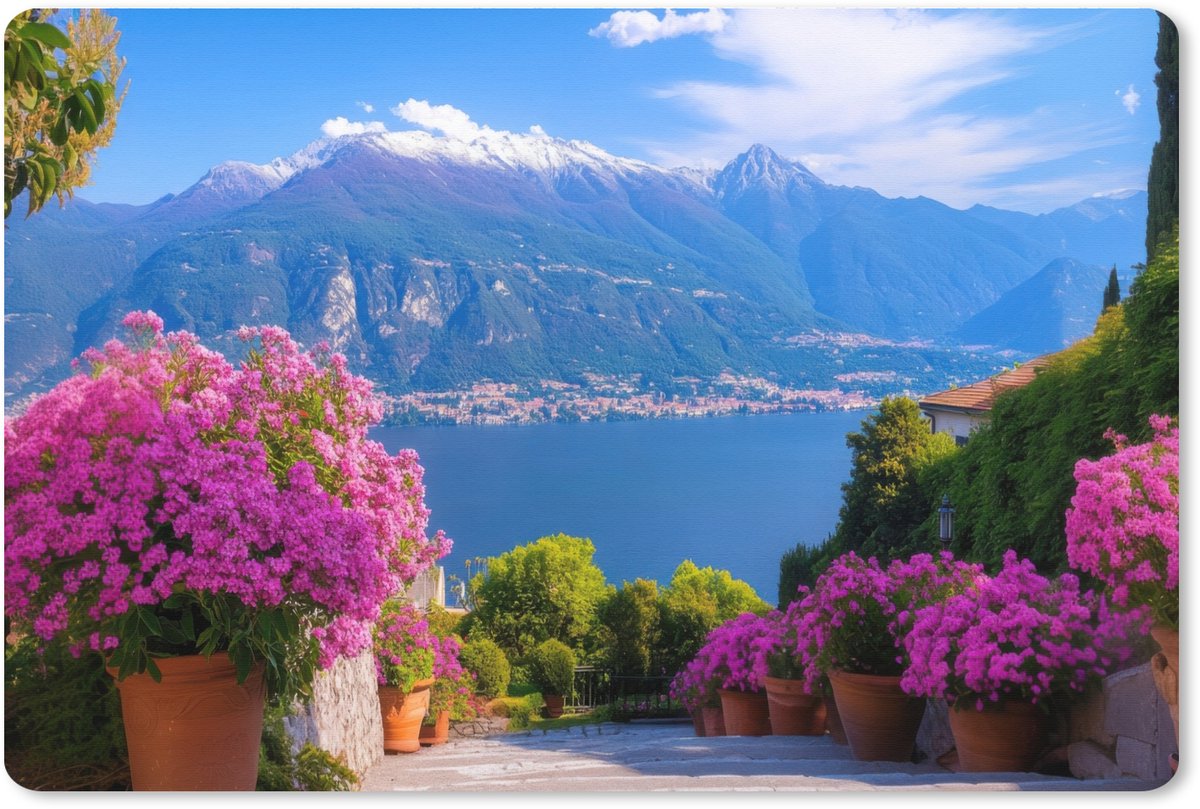 Muismat XXL 120x80 cm - Bureau onderlegger - Bureau mat Lake Como - Italië - Landschap - Bureaumat - Gaming mousepad xl - Bureaulegger groot - Computer deskmat