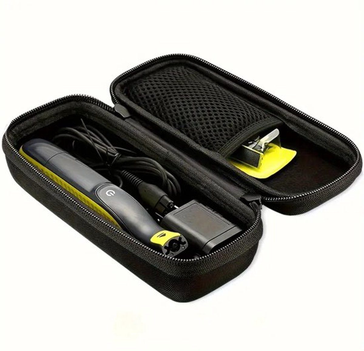 28 of Shave – Schokbestendige Reisetui voor Philips OneBlade & OneBlade Pro – Compacte Travelcase & Organizer – Geschikt voor QP2520, QP2530, QP2620, QP2630 – Opbergdoos voor Scheerapparaat, Trimmer & Accessoires – Zwart