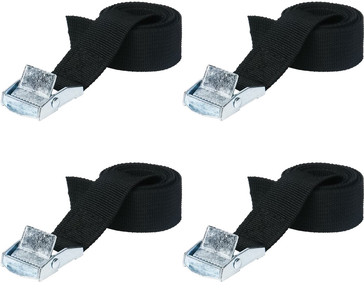 Spanbanden - 4 stuks - Zware uitvoering - Met ratel - Verstelbaar - Voor motor, fiets, vracht, vrachtwagen, aanhanger, bagage - 3 meter