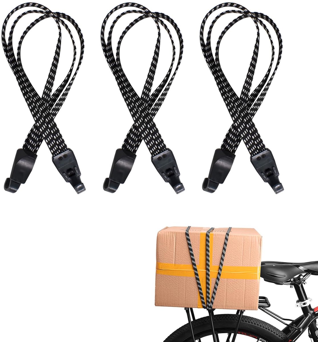 3 Stuks Spanbanden - Elastisch Verstelbaar 3-in-1 - Voor Fiets, Motor, Rugzak, Bagagedrager