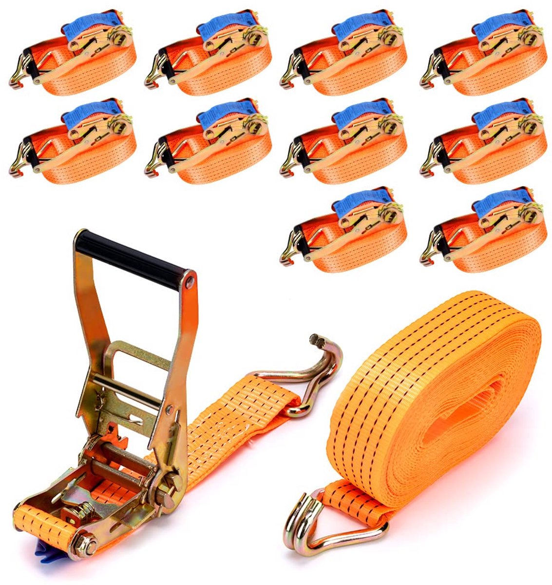 Spanbanden - Met ratel en haken - 5000 kg - 10 stuks - 8 meter - 50 mm breed