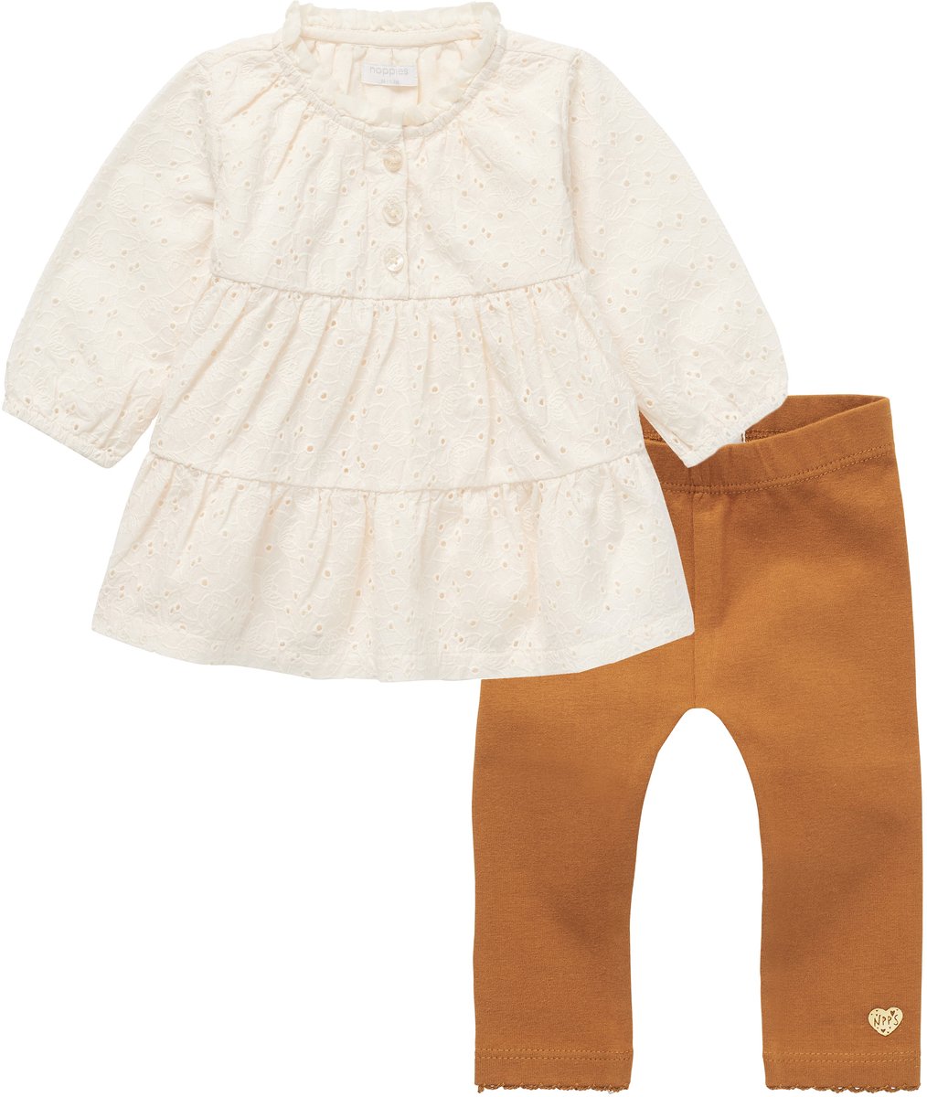 Noppies - Kledingset - 2 delig - Jurk Leawood Butter Cream - Legging Seatac Cathay Spice - Maat 74