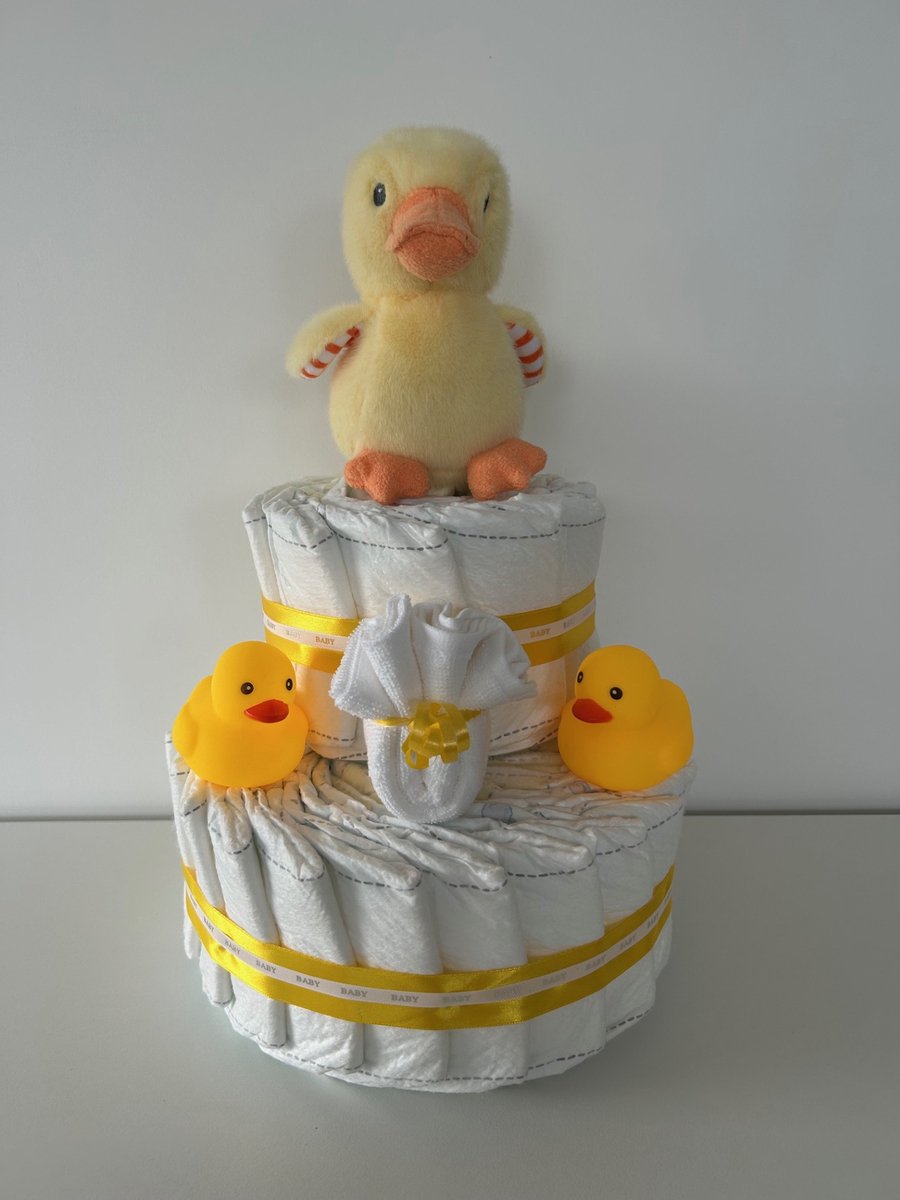 Image of 2-Laags Neutrale Luiertaart Eend Keeltoys