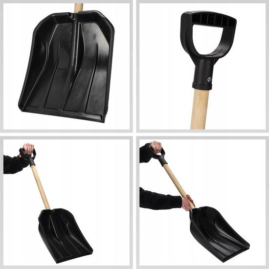 KADAX Spade, kleine sneeuwschep van kunststof, comfortabele sneeuwruimer met steel van hout, sneeuwschuiver met ergonomische D-greep, sneeuwschuiver voor sneeuwwaaien (60 x 30 cm) van KADAX — afbeelding 2