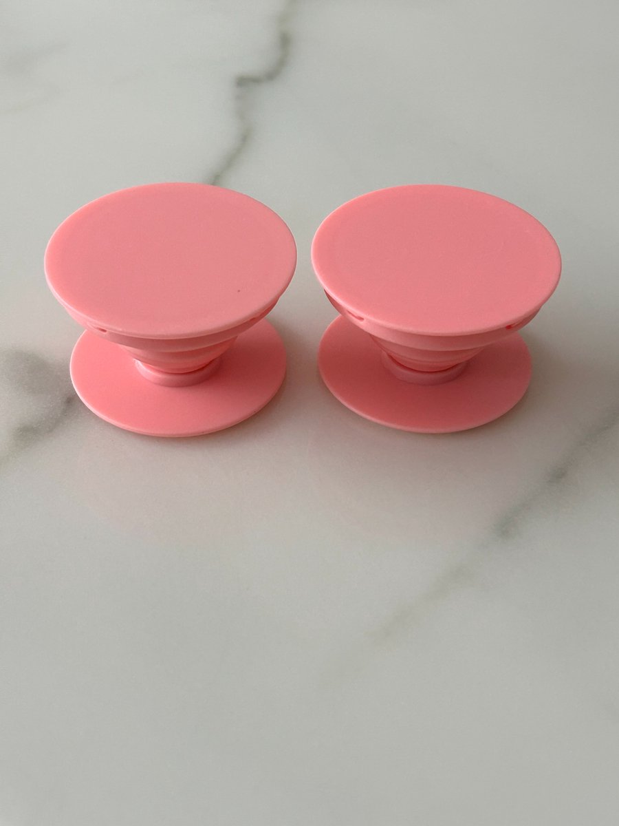 2 stuks Telefoon Grip & Stand – Universele Smartphone Houder – Opvouwbaar & 360° Draaibaar – Past op Elke Telefoon of Hoesje - Roze
