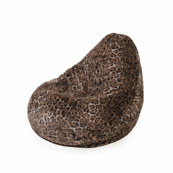 Drop & Sit - pouf compact - aspect fourrure élégant - imprimé léopard - marron foncé - 180 litres
