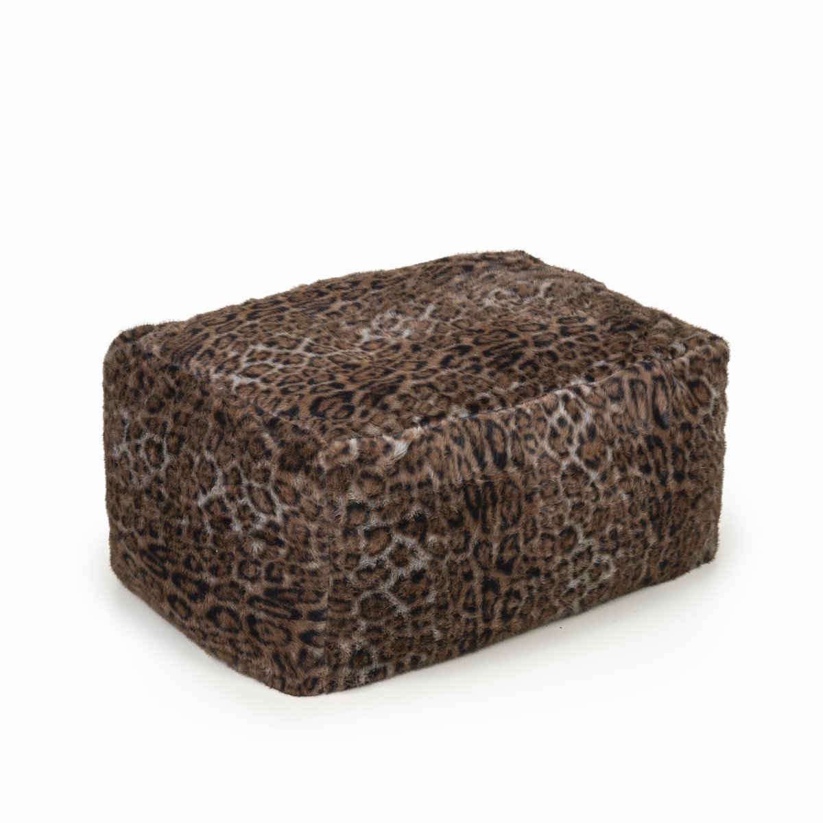 Drop & Sit blokpoef - sfeervolle teddy - stijlvolle bontlook (faux) - panter donkerbruin - 75x50x40 cm - extra comfortabel en heerlijk zacht