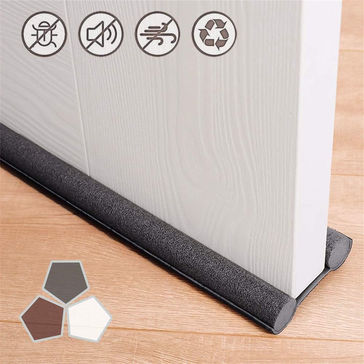 Peysaitr - Deur Tochtstrip – Geluidsisolatie Tochtstopper – Winddicht Stofdicht Insectenstop – Dubbelzijdig - Aanpasbaar – Grijs – 93x10x3cm – 1 stuk