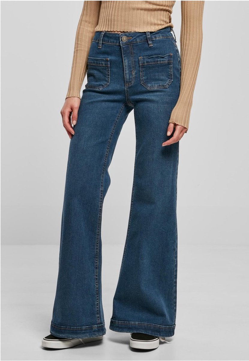 Urban Classics Ladies’ Vintage Flared Jeans Jeans W30L34 Blauw