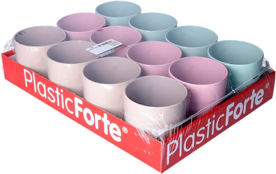 PlasticForte 12x Gekleurde drinkbekers/mokken - kunststof - 320 ml - onbreekbaar - Limonade bekers van Plasticforte — afbeelding 2