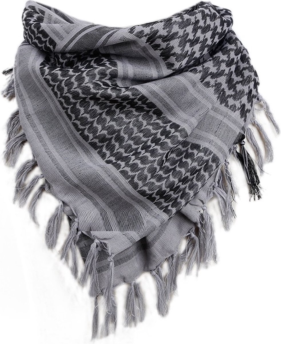 Arabische Shemagh – Keffiyeh Sjaal – Woestijnsjaal – Palestijnse Sjaal - Palestina Sjaal – Unisex – Grijs