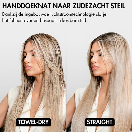 Fer à lisser Sansbeauté® Sanstraight Wet-to-Dry - 2 en 1 - Sèche-cheveux et Fers à lisser - Coldshot - 80℃ à 140℃ - Lisseur vapeur Alternatief