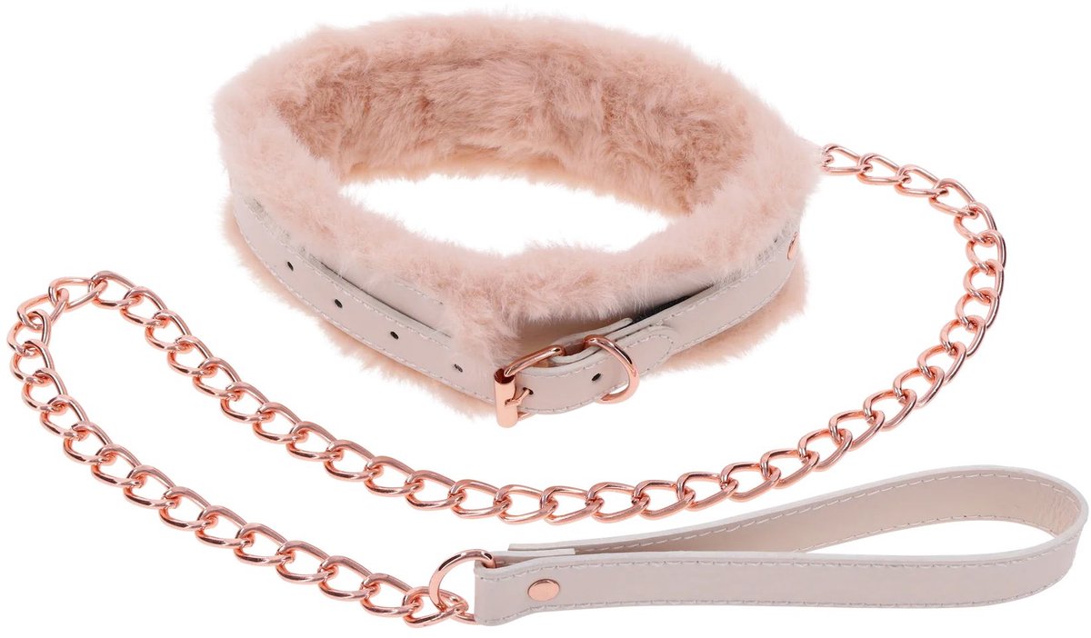 Sportsheets – S&M Peaches ‘n CreaMe Bont Halsband & Lijn – Crème
