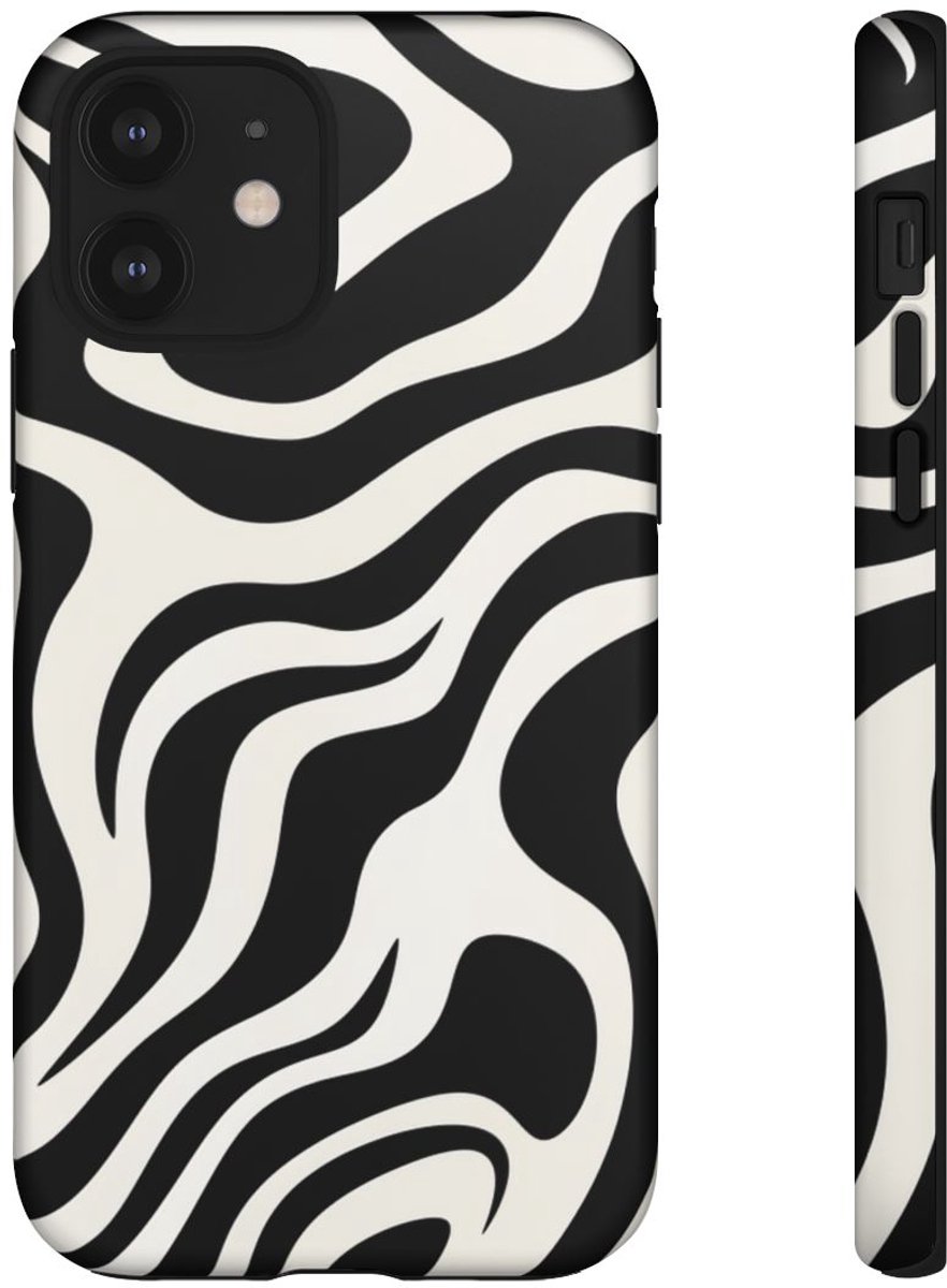 Zwart-Wit Abstract Zebra-Patroon – Telefoonhoesje Geschikt voor iPhone 12
