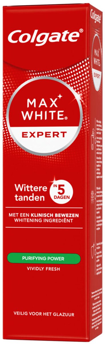 Colgate - Tandpasta Max White Expert Purifying Power - 12 x 75 ml - Voordeelverpakking