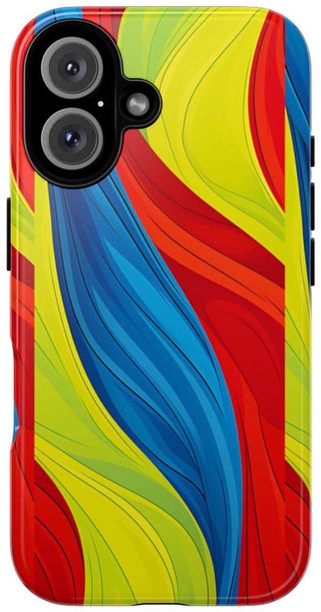Kleurrijk Abstract Golfpatroon – Telefoonhoesje Geschikt voor iPhone 16