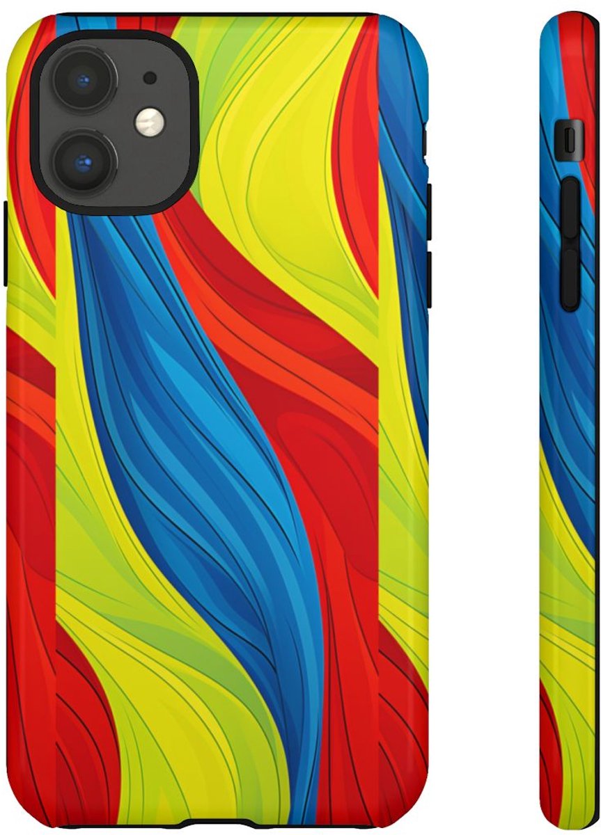 Kleurrijk Abstract Golfpatroon – Telefoonhoesje Geschikt voor iPhone 11
