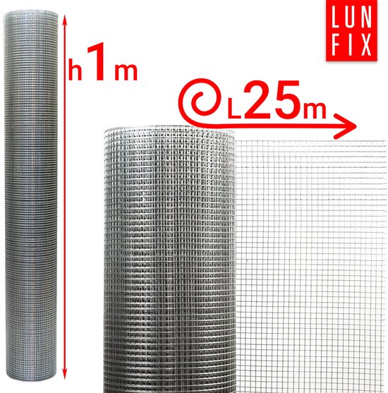 LUN FIX - Grillage anti-rongeurs 100 cm 6x6 fi 0 soudé galvanisé - 25 m