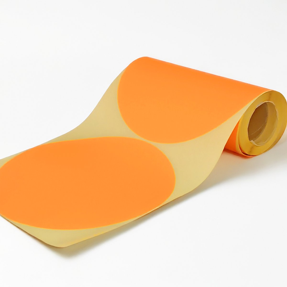 Blanco Stickers op rol 200mm rond - 90 etiketten per rol - Oranje
